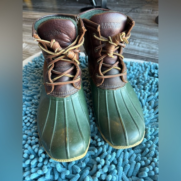 Sperry Shoes - Sperry Green and Brown Water Resistant Rain Boots